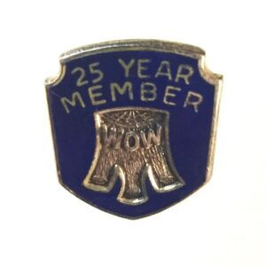 Vintage WOW Woodmen Of The World Pin 25 Year Service Award Sterling Silver Back